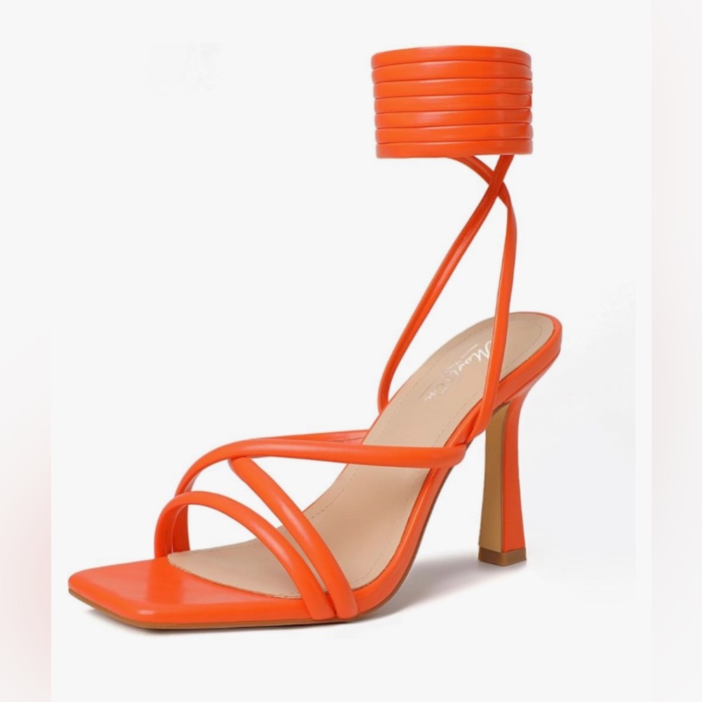 Bright Orange Lace Up Heels